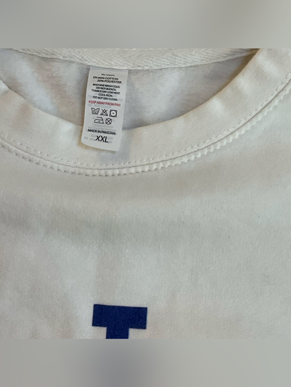 Sorry I’m Late White Graphic Crewneck Sweatshirt Blue Lettering Size XXL - Picture 3 of 3